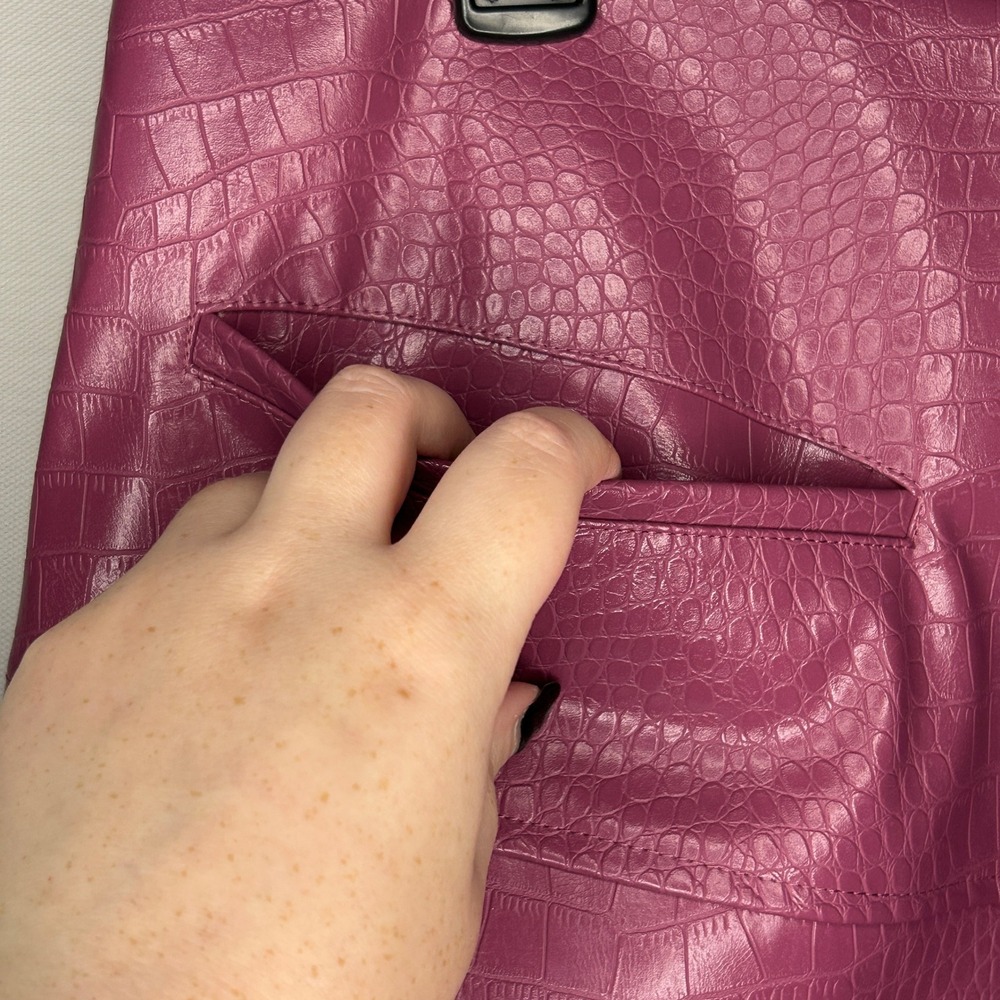Worthington Faux Croc Asymmetrical Skirt in Deep Magenta - Picture 3 of 13